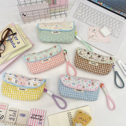 Cartoon Print Splice Portable Makeup Pencil Pouch