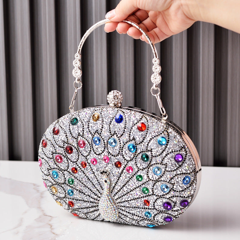 Peacock Rhinestone Elegant Party Evening Handbag