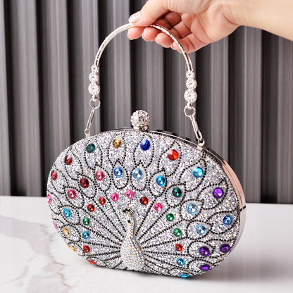 Peacock Rhinestone Elegant Party Evening Handbag