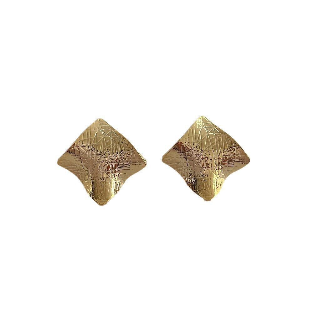 Simple Square Fold Cool Stud Earrings