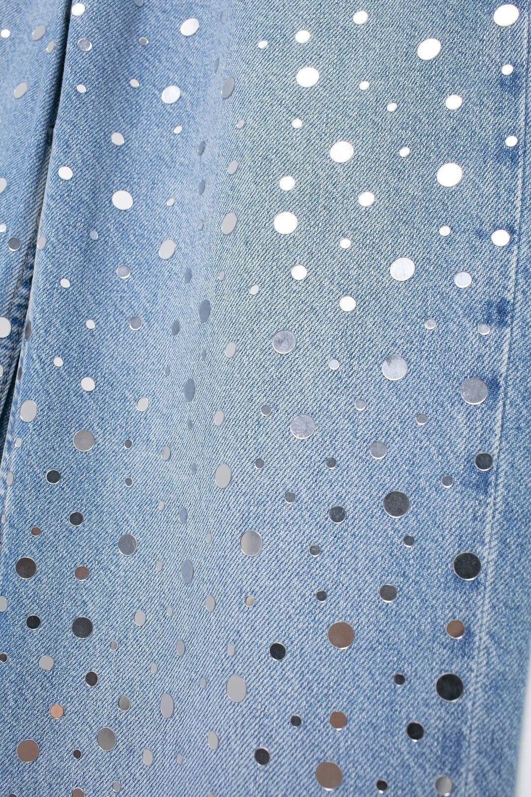 Versatile Sequin Wide Leg Denim Pants