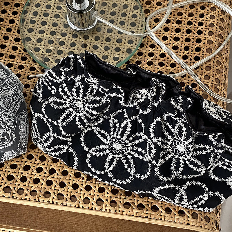 Floral Embroidered Lace Cosmetic Bag