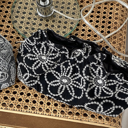 Floral Embroidered Lace Cosmetic Bag