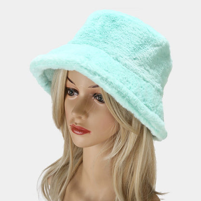 Simple Solid Color Thicken Winter Bucket Hat