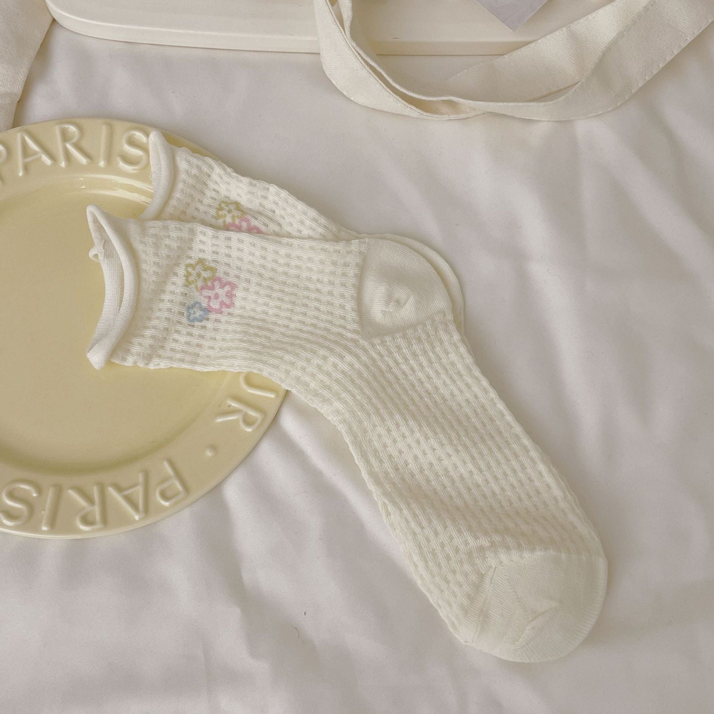 Cute Cartoon Print Mesh Slouch Socks