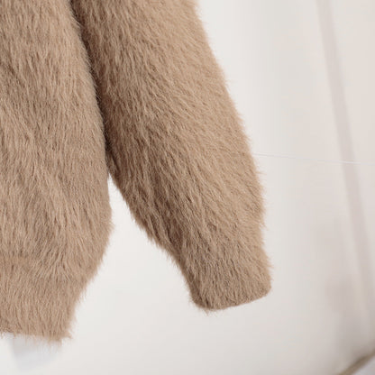 V-Neck Loose Mohair Sweater Cardigan