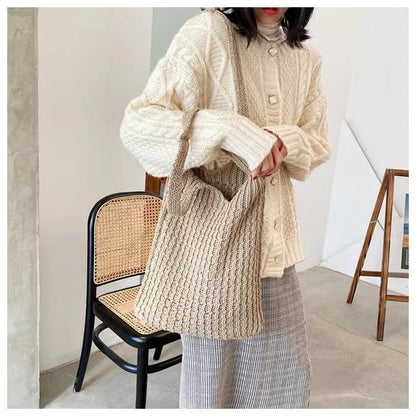 Simple Vintage Shoulder Bag Knit Tote Bag