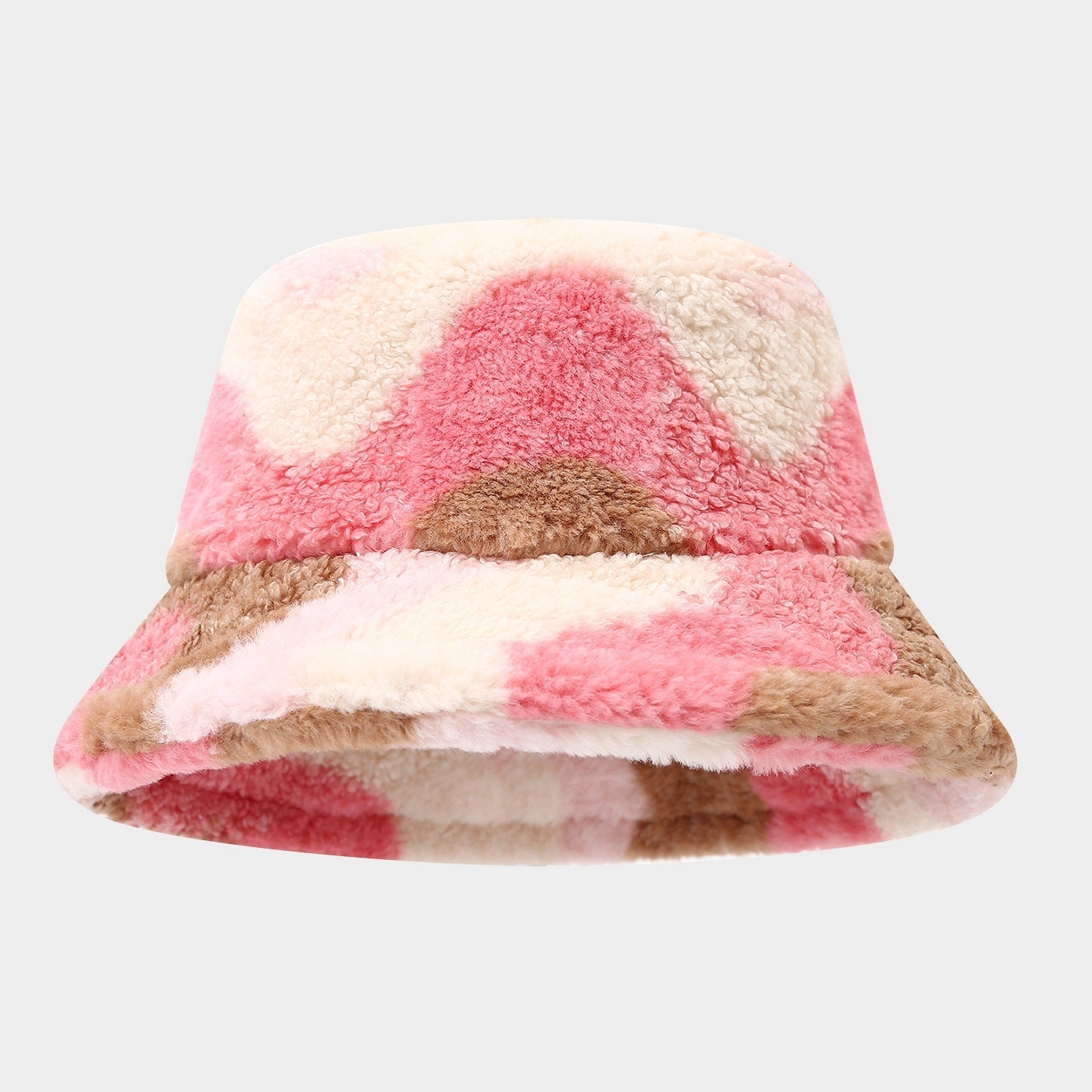 Cute Color Contrast Faux Sherpa Bucket Hat