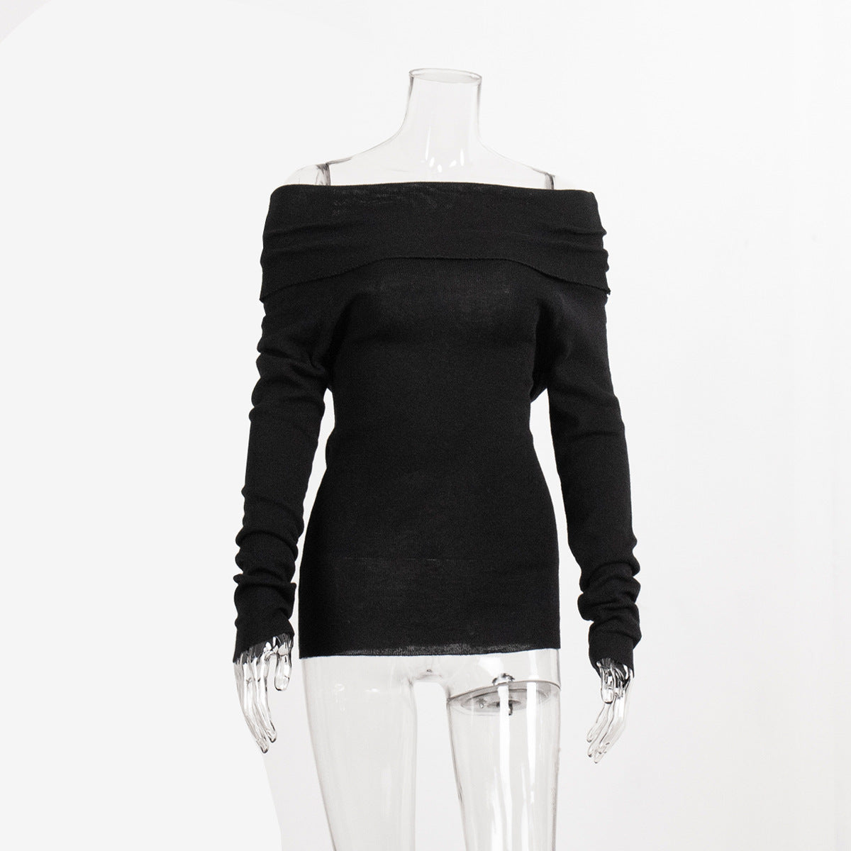 Off Shoulder Sexy Solid Color Knit Top