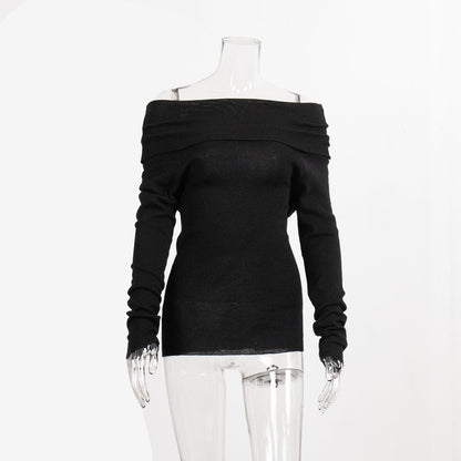 Off Shoulder Sexy Solid Color Knit Top