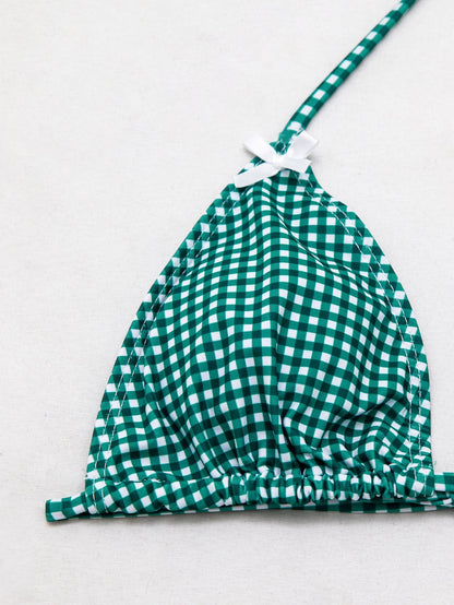 Cute Floral Gingham Bikini Swimwear