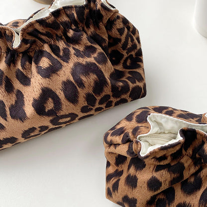 Vintage Leopard Print Cosmetic Bag