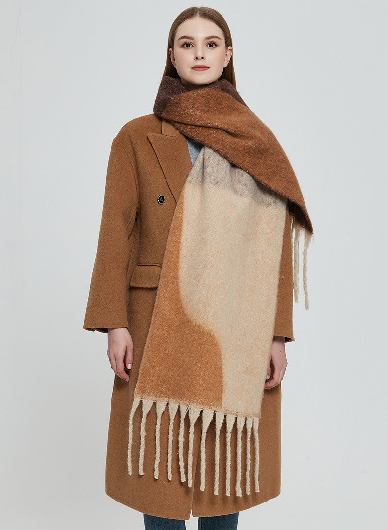 Irregular Print Tassel Vintage Scarf