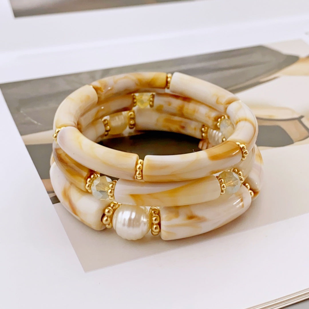 3 Pcs Minimalist Layered Acrylic Bead Bracelets