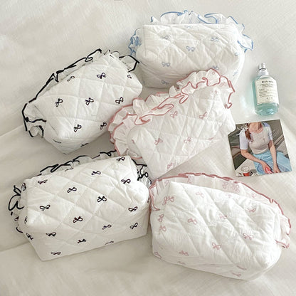 Flounce Bow Print Sweet Make Up Bag