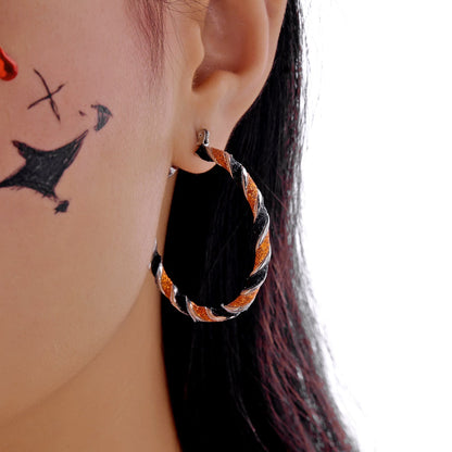 Halloween Twist Color Block Hoop Earrings