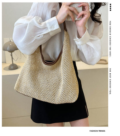 Casual Hollow Out Woven Shoulder Bag