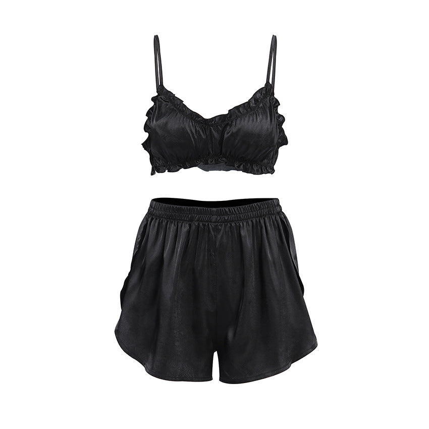 Flounce Solid Color Sexy Sleepwear Sets