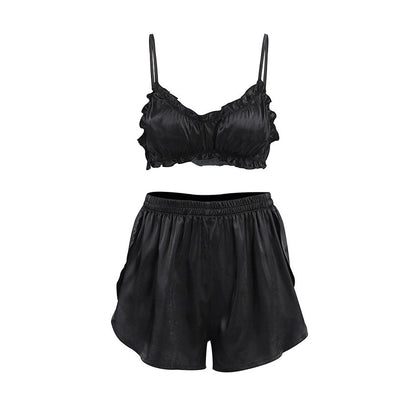 Flounce Solid Color Sexy Sleepwear Sets