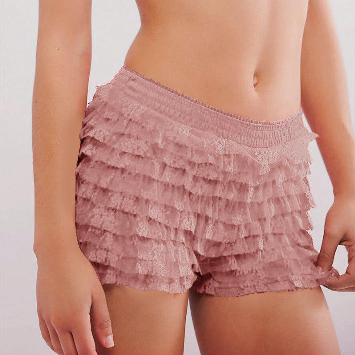 Ruffle Solid Color Low Waist Shorts