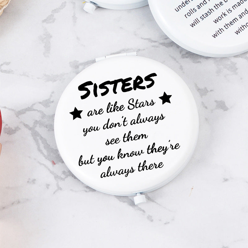 White Letter Mini Portable Makeup Mirror