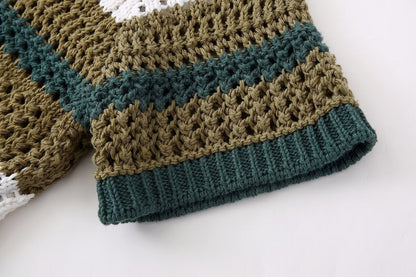 Trendy Short Sleeve Striped Knit Top