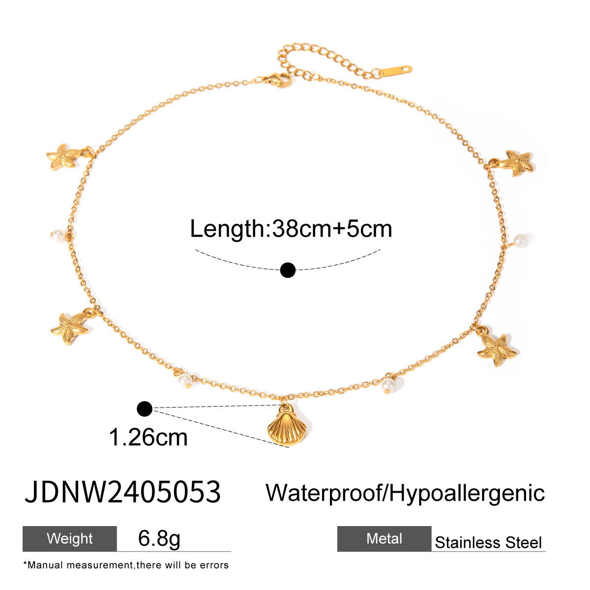 Pearl Starfish Shell Pendant Necklace