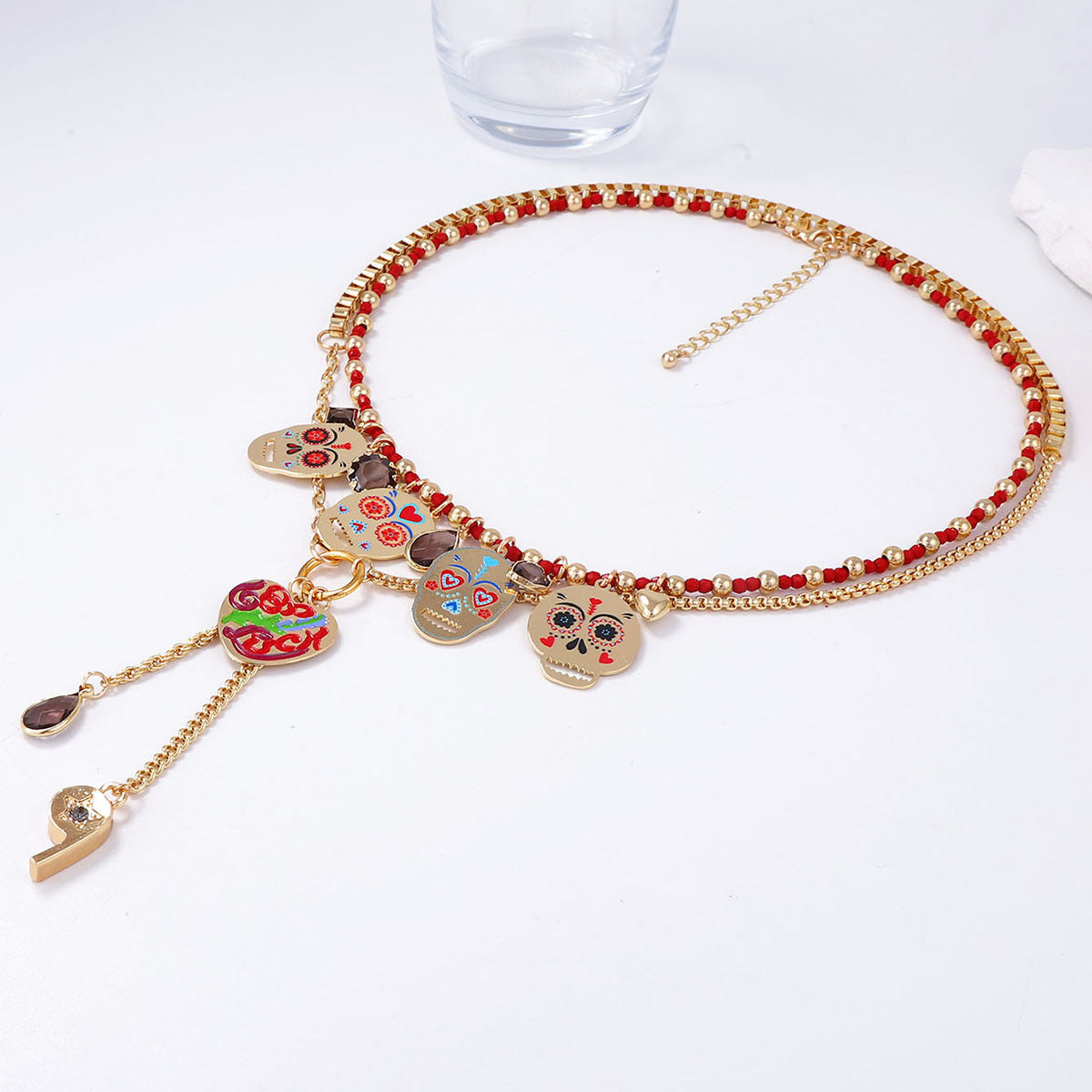 Halloween Layered Metal Ghost Pendant Necklace