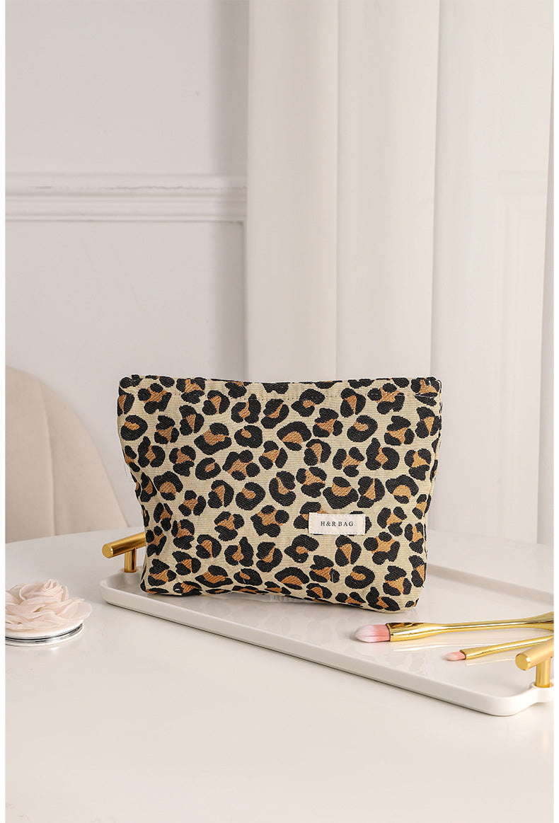 Leopard Zrbra Jacquard Simple Cosmetic Bag