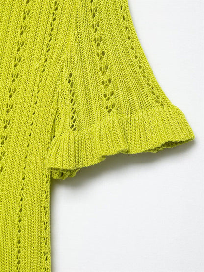 Trendy Hollow Out Jacquard Knit Top