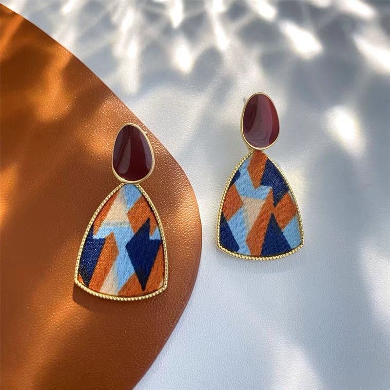 Colorful Enamel Splice Geometric Earrings