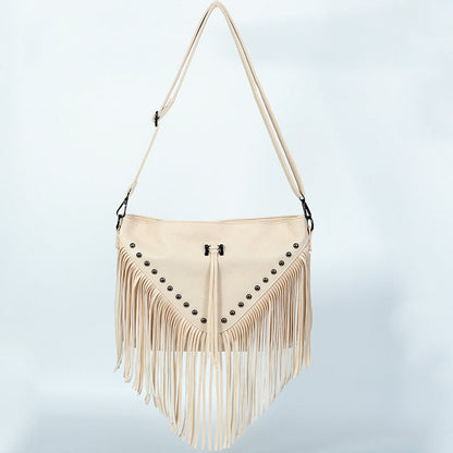 Simple Studded Tassel Shoulder Bag