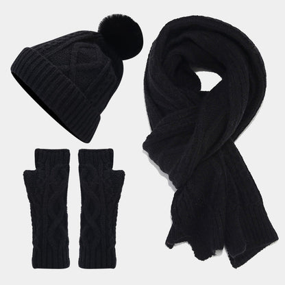 Solid Color Twist Simple Knit Hat & Scarf Sets