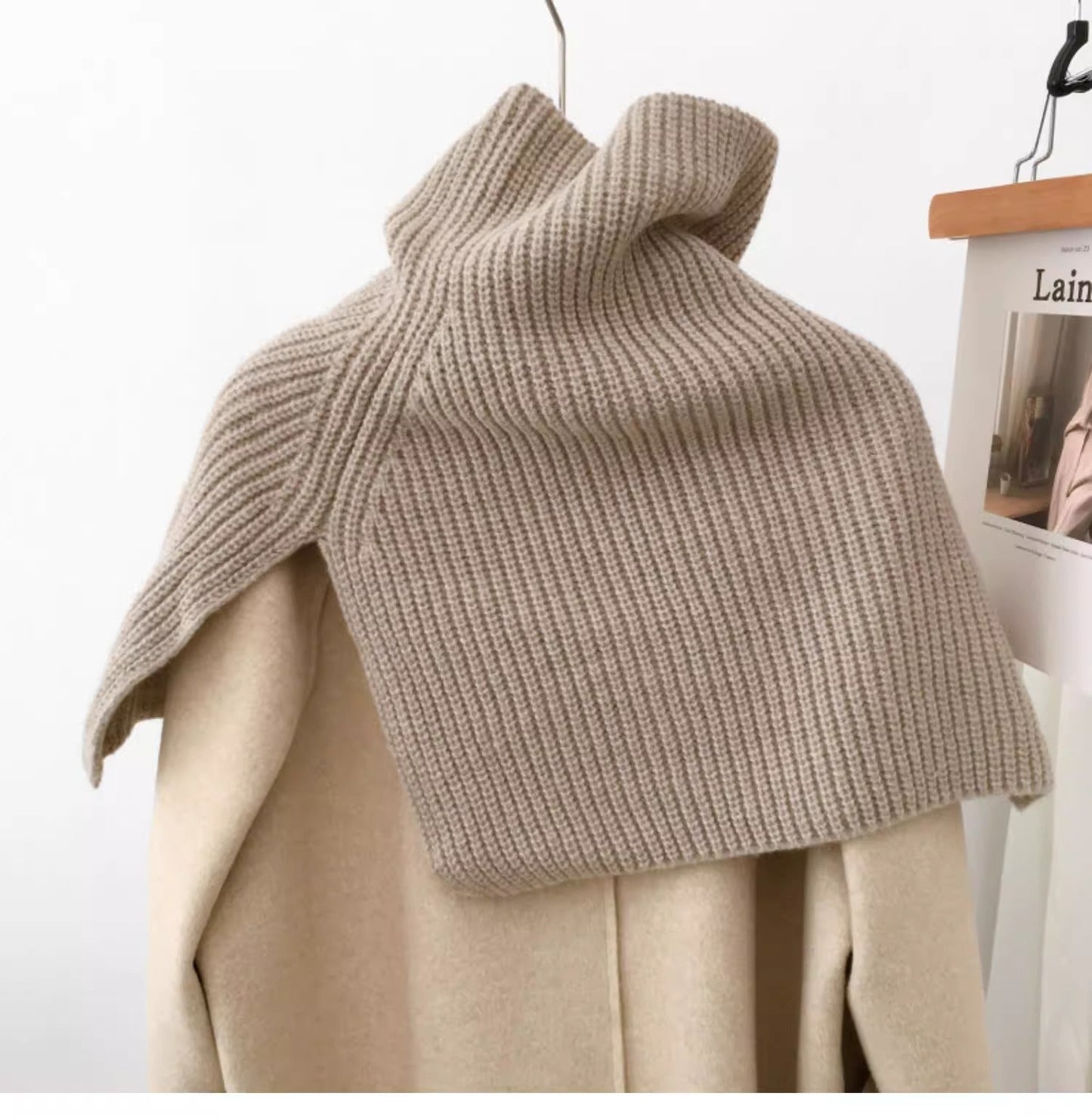 Solid Color Pullover High Neck Knitted Scarf