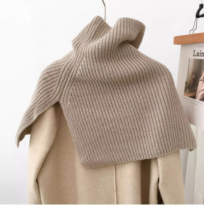 Solid Color Pullover High Neck Knitted Scarf