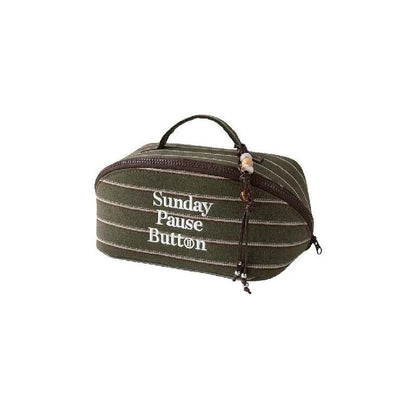 Striped Plaid Waterproof Portable Makeup Bag