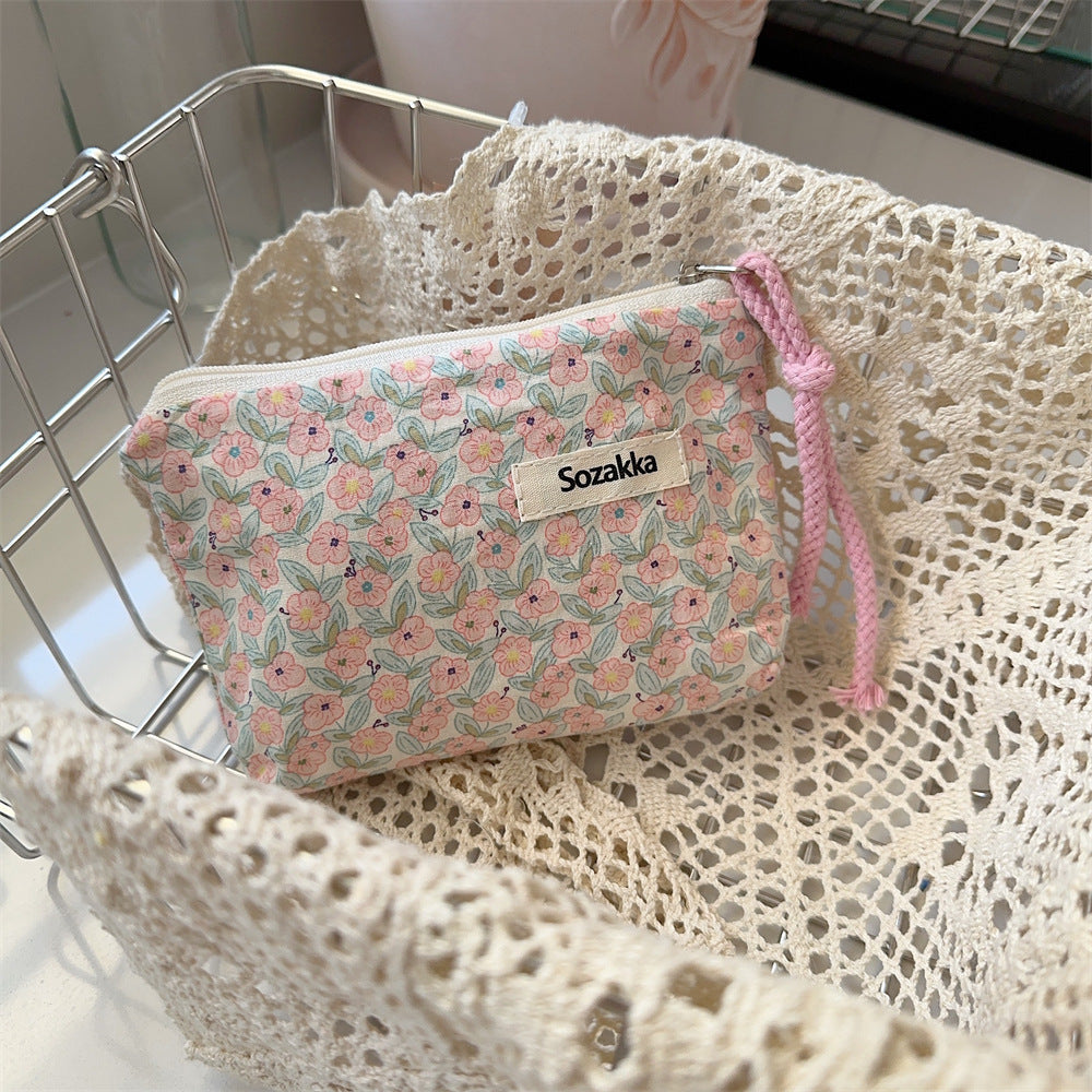 Simple Flower Print Mini Make Up Bag