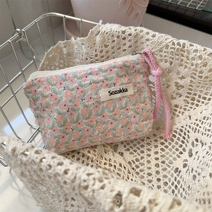 Simple Flower Print Mini Make Up Bag