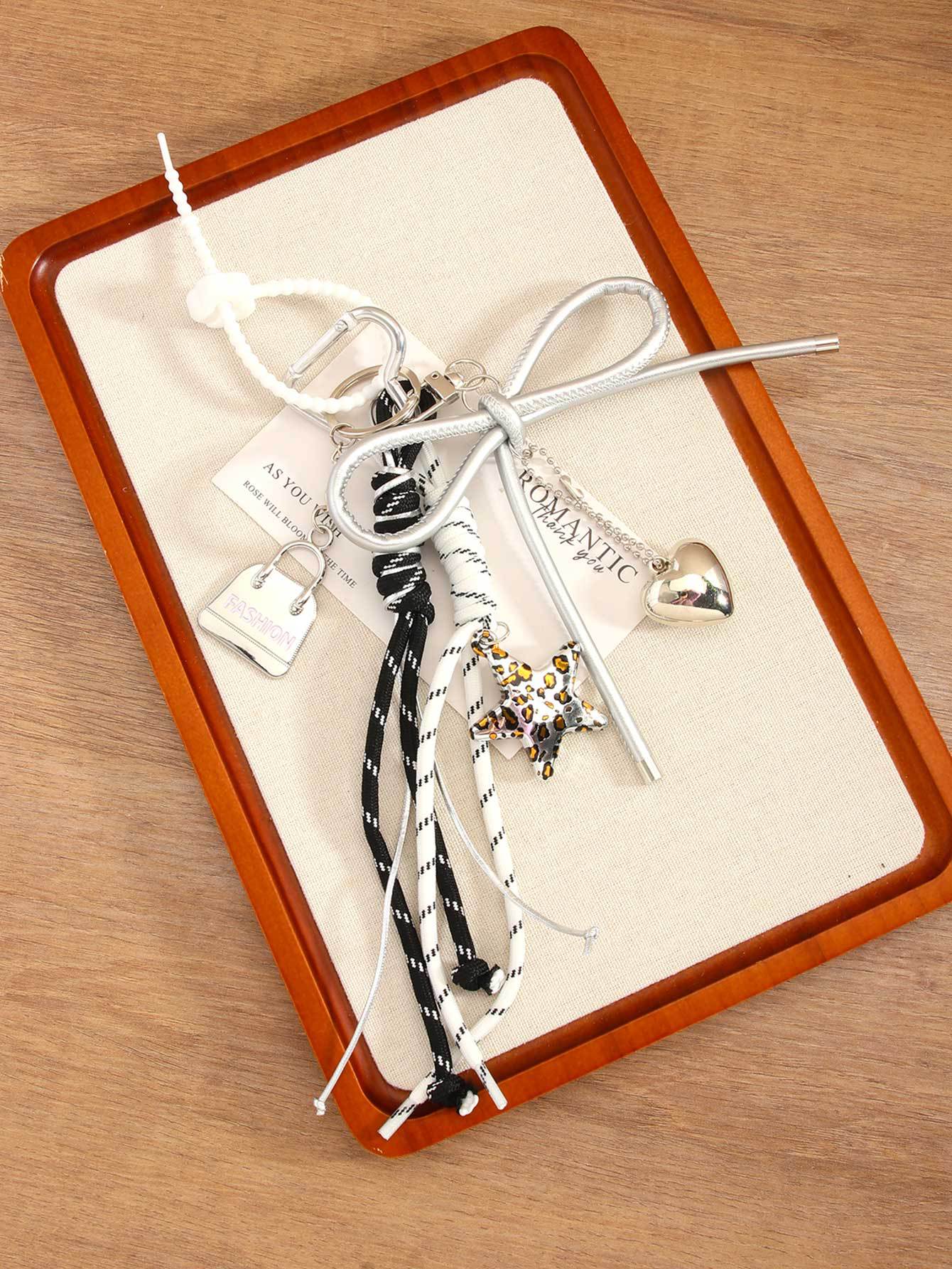 Leopard Metal Star Keychain Bag Charms