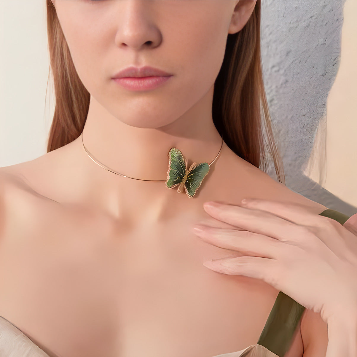 Embroidered Butterfly Elegant Simple Choker