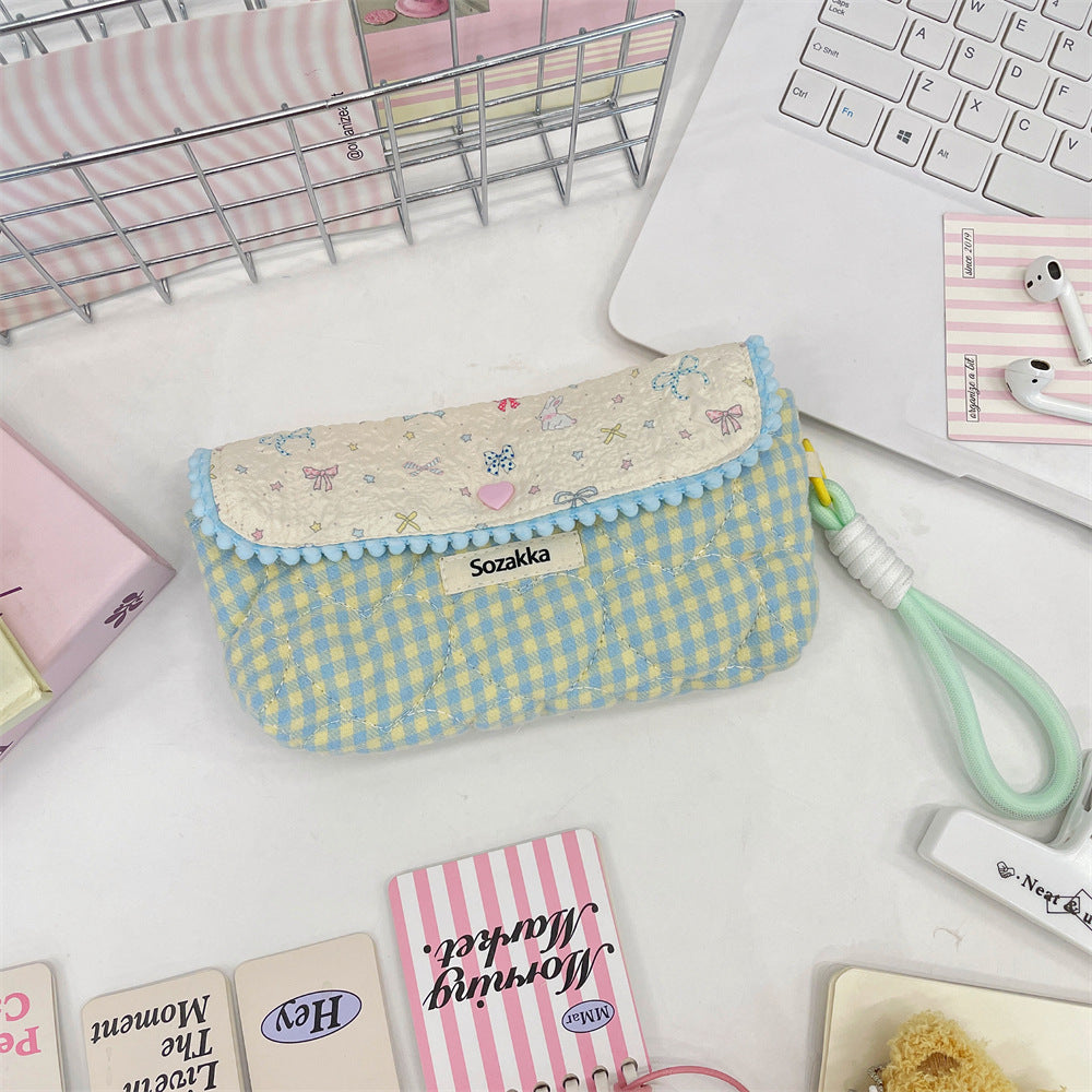 Cartoon Print Splice Portable Makeup Pencil Pouch