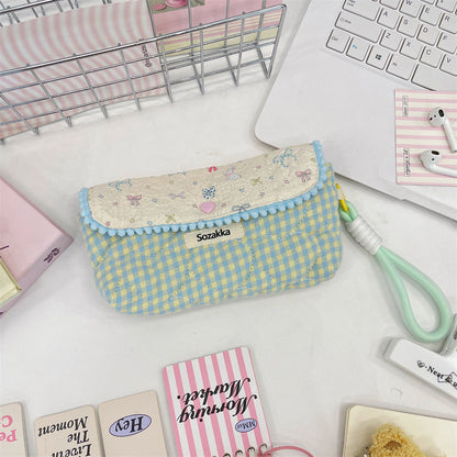 Cartoon Print Splice Portable Makeup Pencil Pouch