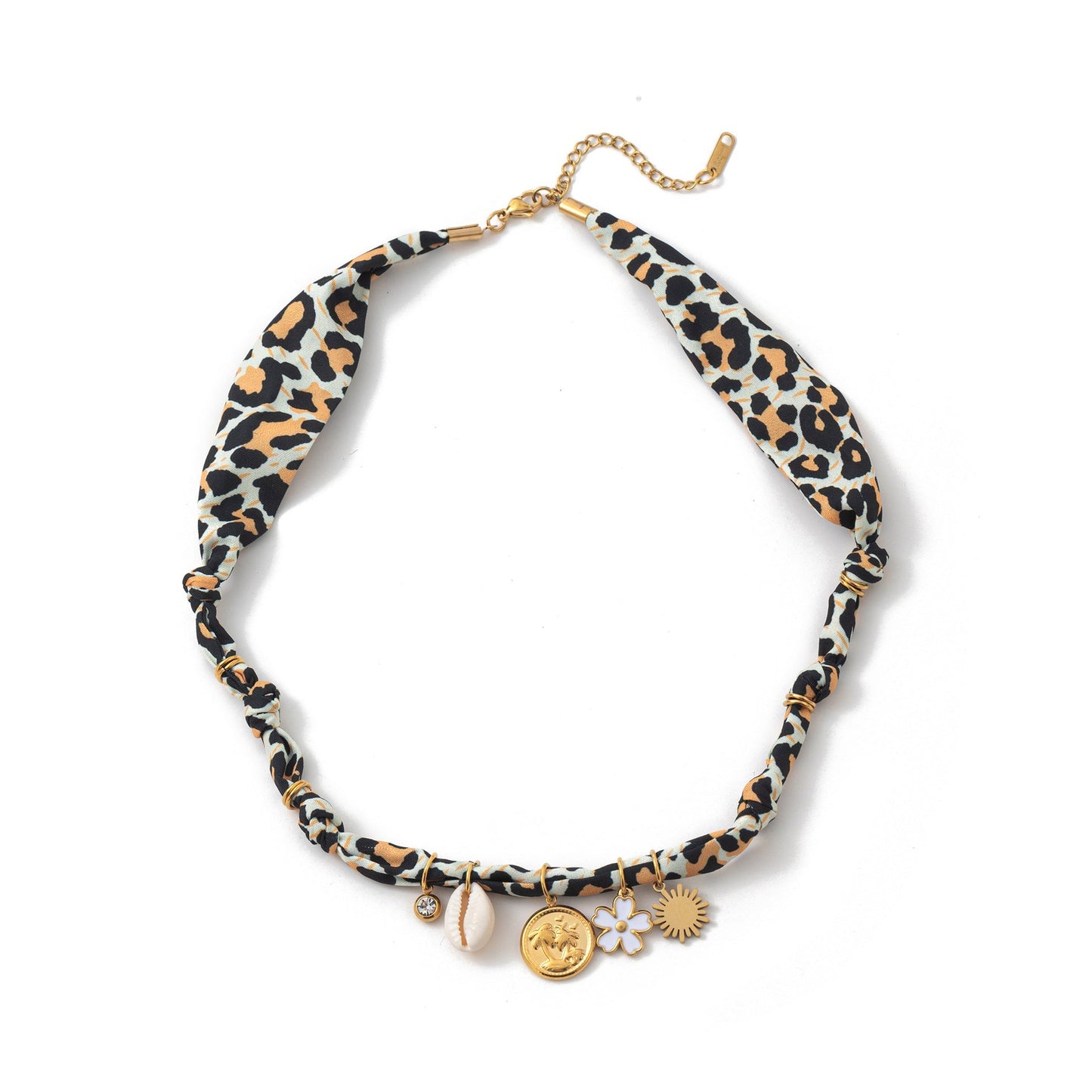 Colorful Flower Shell Pendant Scarf Necklace