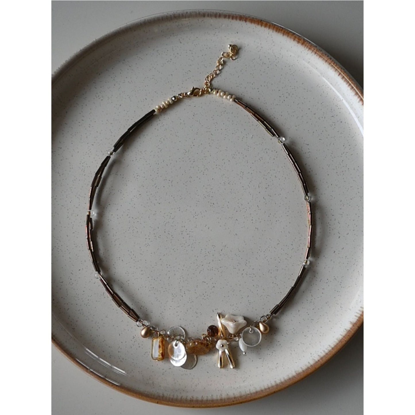 Vintage Double Layered Flower Beads Choker Necklace