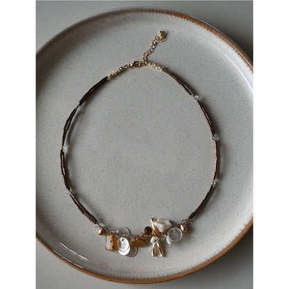 Vintage Double Layered Flower Beads Choker Necklace