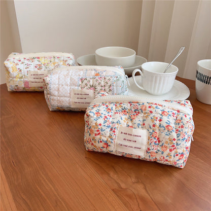 Floral Print Padded Simple Make Up Bag