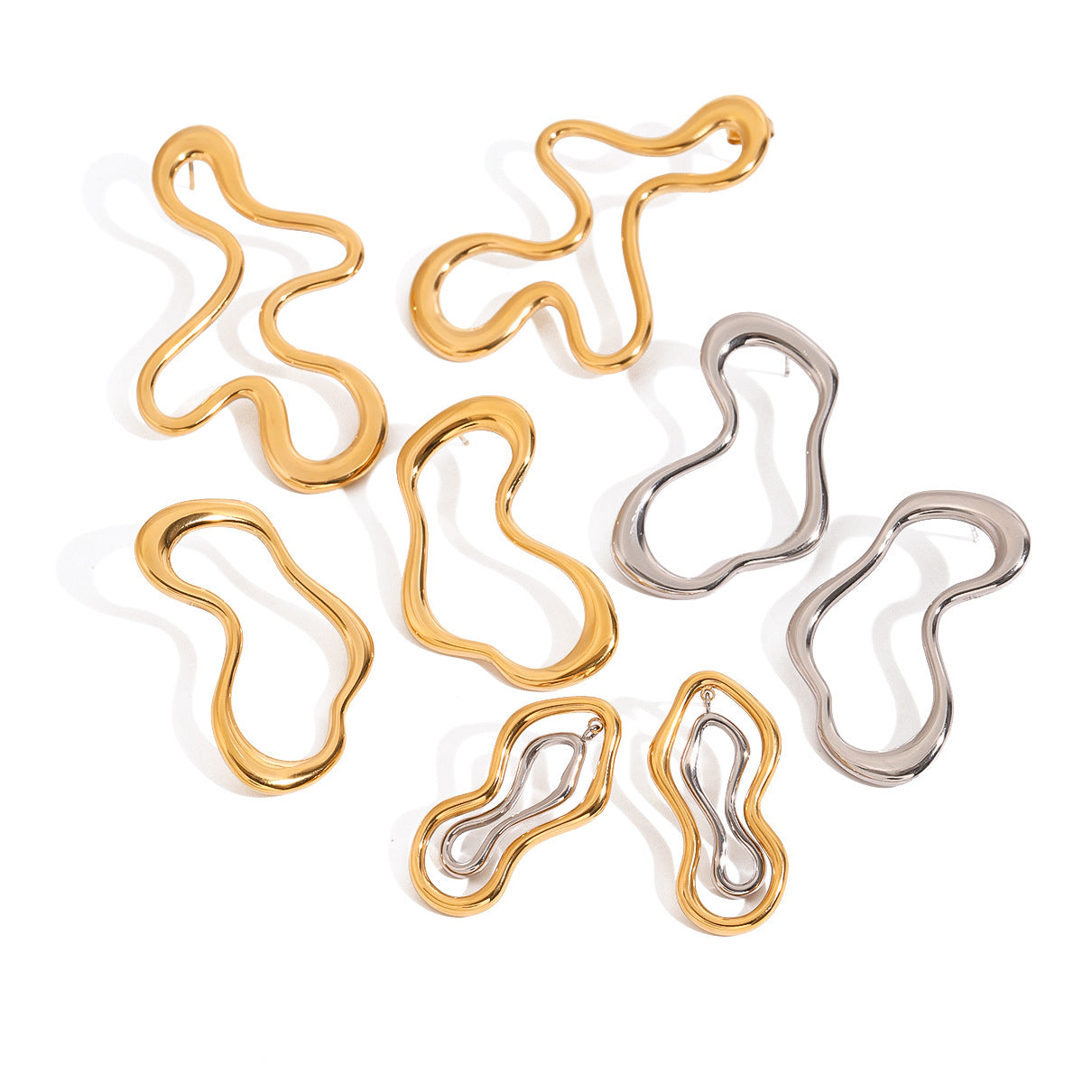 Irregular Simple Line Stud Earrings