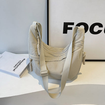 Solid Color Nylon Large Capacity Shoulder Bag