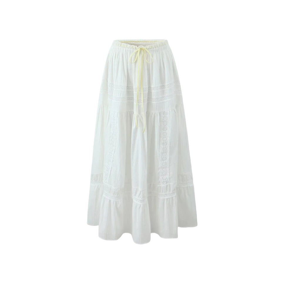 White Lace String Tie Flounce Sweet Set