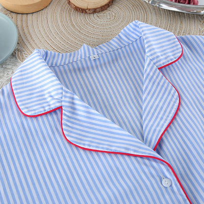 Striped Loose Shirt Shorts Loungewear Set